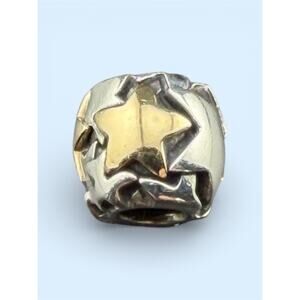 Pandora Two Tone Stars 925 Silver 14k Yellow Gold Charm Bead #790563 Retired